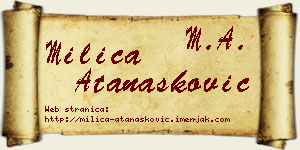 Milica Atanasković vizit kartica